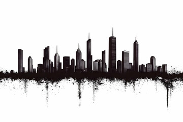 Obraz premium Illustration - City Skyline Silhouette Urban Landscape Architecture Buildings Modern