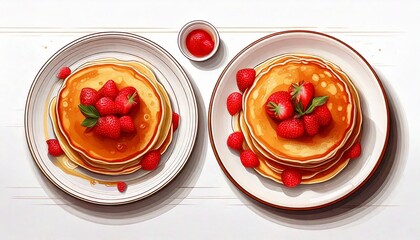 イチゴのホットケーキのイラスト