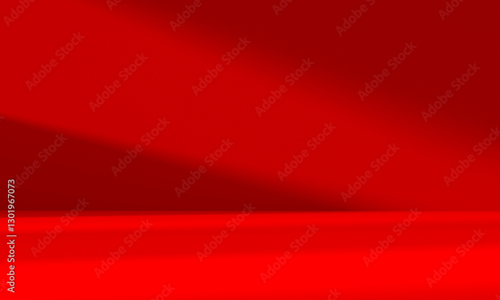 Wall mural wall interior background, studio and backdrops show products.with shadow from window color red backg