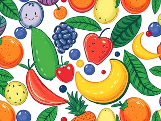Fototapeta premium Doodle Delight: A Fruit Collage for Young Imaginations
