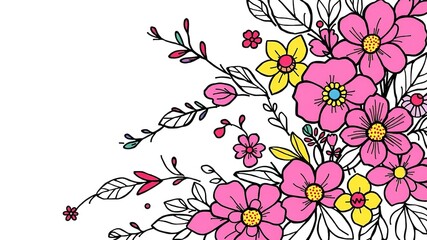 Doodled Nail Art on an Abstract Floral Canvas