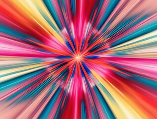 Fototapeta premium Vibrant abstract radial burst with multicolored streaks creating a dynamic explosion effect, perfect for energetic backgrounds, motion concepts, and artistic digital designs 