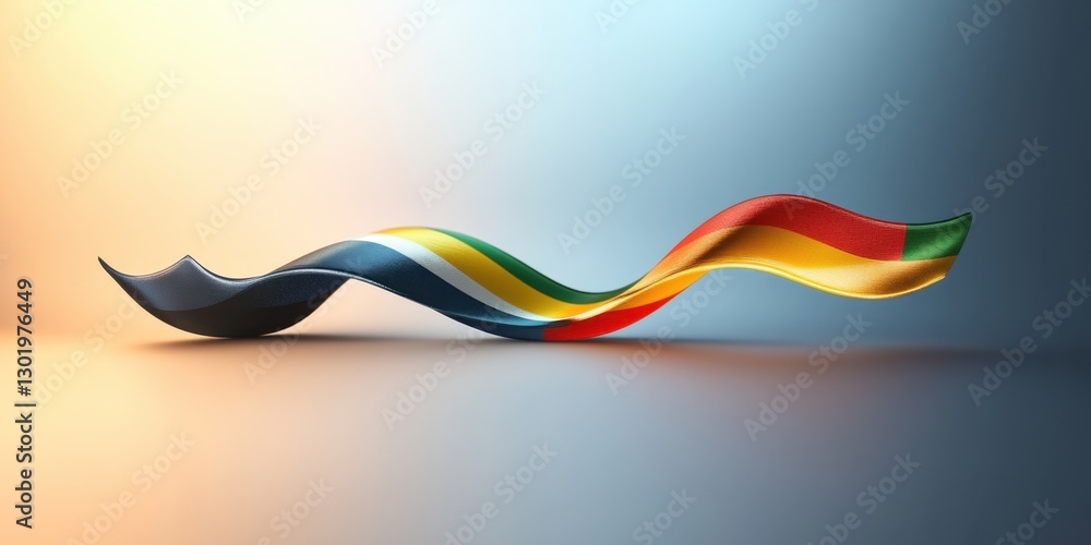 Poster abstract colorful swirling ribbon design: a dynamic 3d render of a multicolored wave