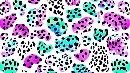 Fototapeta premium Abstract Background Illustration - Pink, Teal, and Black Spotted Design