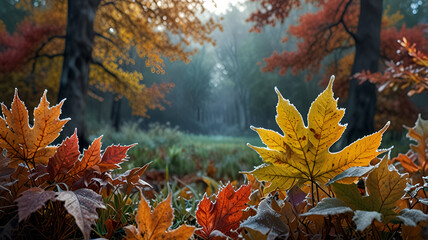 autumn leaves on the ground,
autumn leaves in the forest