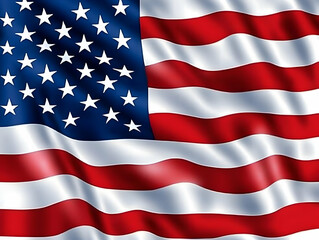 Fototapeta premium Illustration - Flag Waving Red White Blue Stars Stripes