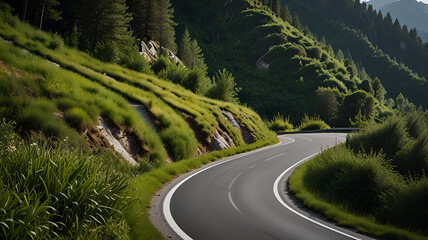 road in mountains,
winding road in the mountains