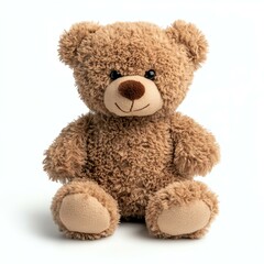 Obraz premium Isolated on White Background, Cute plush teddy bear sitting on a white background.