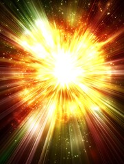 A powerful burst of vibrant colors, surrounding a glowing 50%, with dynamic streaks of light in various hues, creating an exciting and dramatic scene.