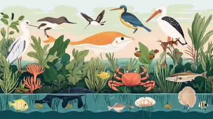 Vibrant Wildlife in Mangrove Ecosystems