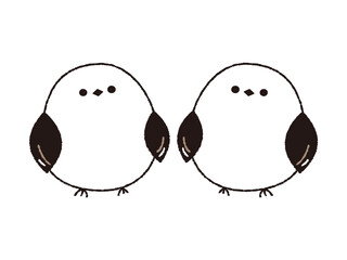 並んだ2羽のシマエナガ