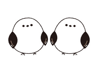 並んだ2羽のシマエナガ