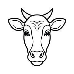 Cow head line art vector illustration.