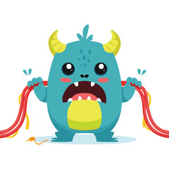 Fototapeta premium Illustration of a cute monster with broken cable