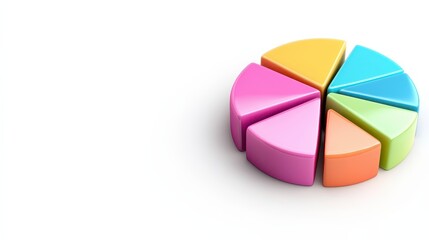 Obraz premium Colorful 3D Pastel Pie Chart Data Visualization on White