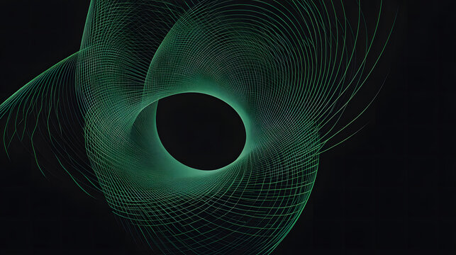 Green glowing spiral pattern on black backdrop