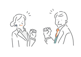 ミドル世代のビジネスパーソン　シンプルでお洒落な線画イラスト