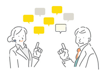 ミドル世代のビジネスパーソン　シンプルでお洒落な線画イラスト