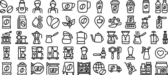 Naklejka premium Coffee Cafe Icon Set