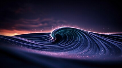 Abstract Purple Wave  Digital Art  Fluid Motion  Energy  Flowing  Dynamic  Swirling  Glowi