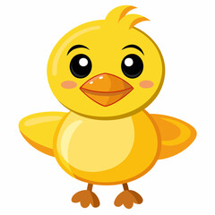 Cute Yellow Chick and Ducklings on a White Background