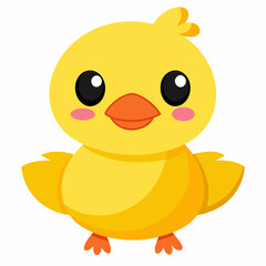 Cute Yellow Chick and Ducklings on a White Background