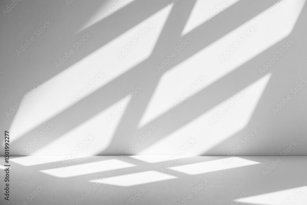 Poster Wall interior background, studio and backdrops show products.with shadow from window color white and grey. background for text insertion and presentation product	