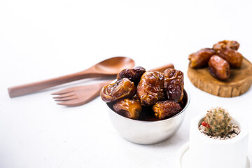 Delicious sweet dates, sweet dried dates that are popular during the month of Ramadan, a typical fruit of the fasting month