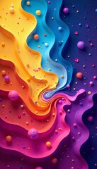 Vibrant swirls and shapes in a whimsical abstract design, colorful, seamless