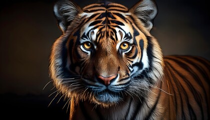 Naklejka premium A tiger is staring at its prey with sharp eyes.