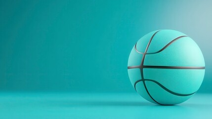 Pixelated Light Teal Basketball On Light Teal Background