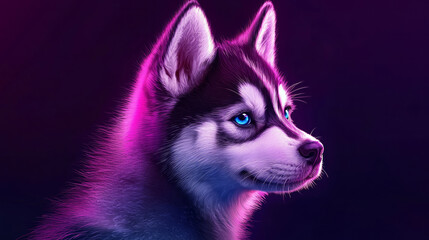 Obraz premium Adorable husky puppy with blue eyes, generative AI
