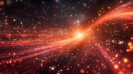 Fototapeta premium A bright red nebula explosion with fiery cosmic elements.