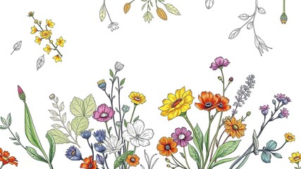 Easter Gift Wrap with Botanical Herb Illustrations - Vibrant and Delicate