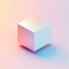 Fototapeta premium Holographic cube on pastel background.