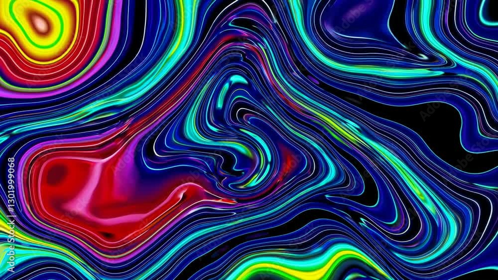 Poster colorful abstract waves with vibrant swirls, fluid motion. artistic digital design.