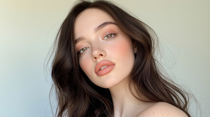 A beautiful model with long brown hair, generative AI