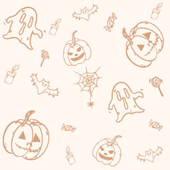 Halloween background pumpkin doodle hand drawn illustrator
