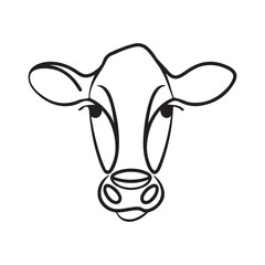 Cute Line Art Illustration of a Cow's Head vector illustration