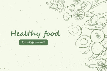 Obraz premium Healthy food vegetable background hand drawn illustrator 