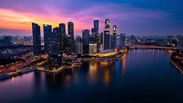 Singapore Skyline Sunrise Cityscape