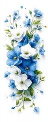 Obraz premium Watercolor Blue and White Flower Bouquet