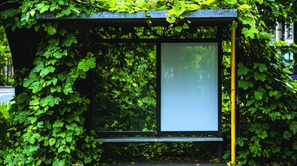 Blank Billboard Mockup  Lush Greenery Bus Stop Ad