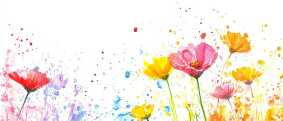 flower crayon kid pastel spring background painting hand chalk grass pencil art childish vector pattern plant cute wax border doodle color garden sketch draw nature illustration drawn frame green