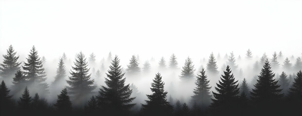 Misty forest, trees, fog, nature, landscape