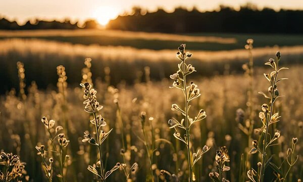 Sunset Serenade: False Flax Dancing in the Evening Breeze
