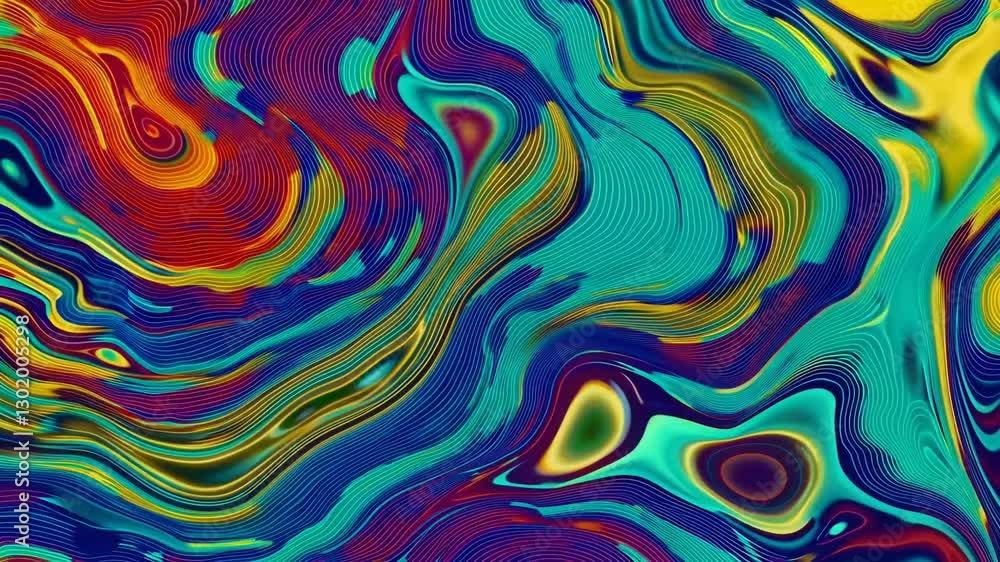 Poster colorful abstract wave pattern with swirling lines and vibrant hues. art concept