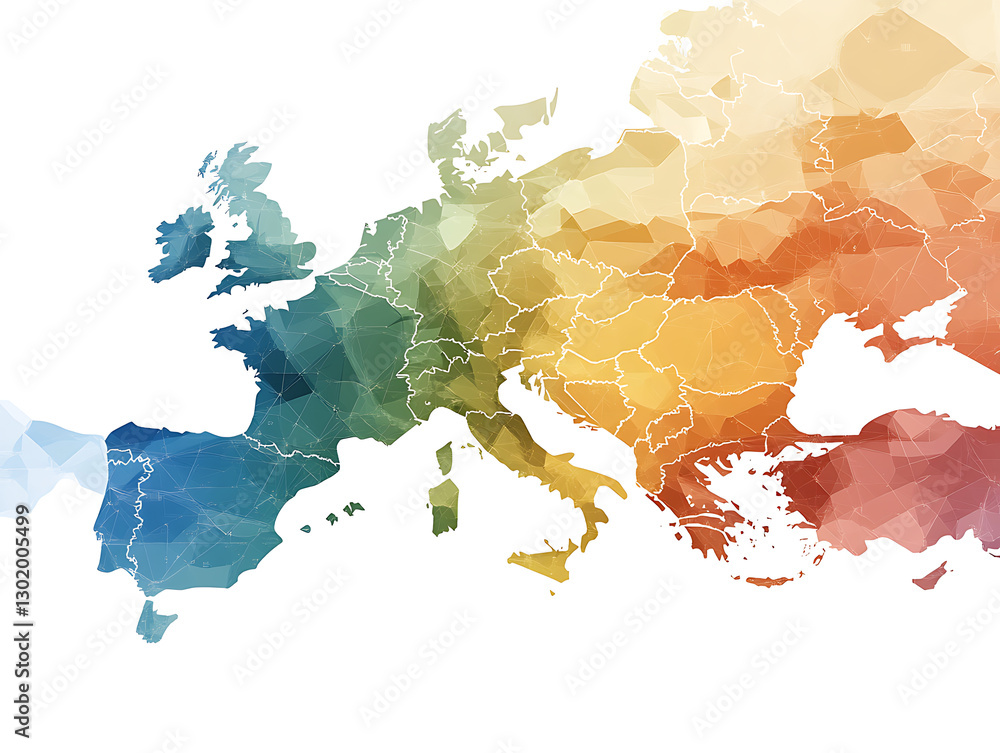 Aufkleber geographical visualization of europe europe map design digital art aerial view color gradient repres