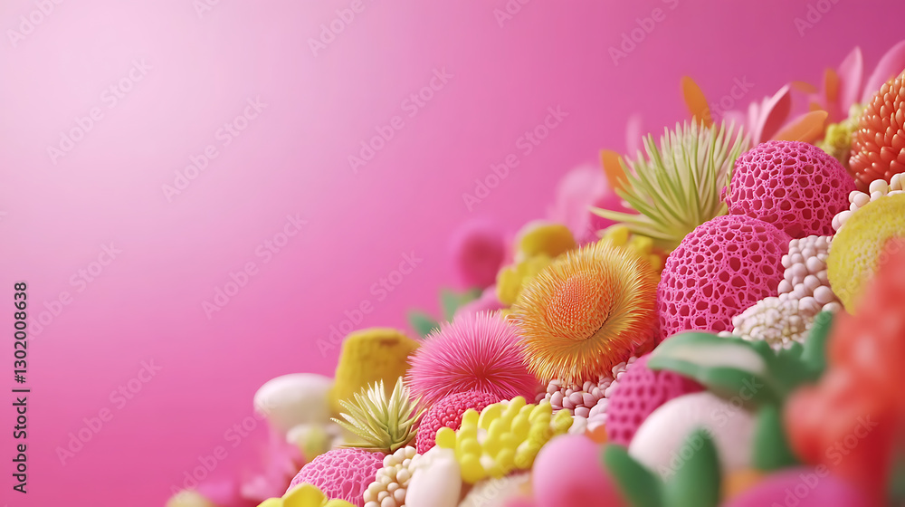 Poster vibrant abstract flora and fauna arrangement studio setting digital art colorful background macro vi