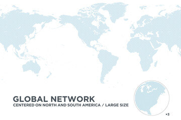 Fototapeta premium アメリカ大陸を中心としたドットの世界地図、大サイズ